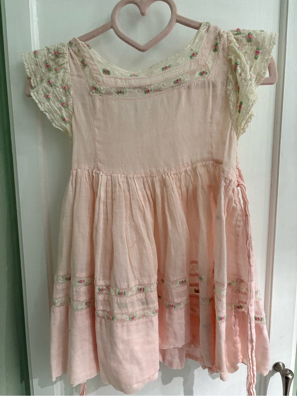 Vintage Baby-Pink Embroidered Dress - Picture 1 of 3